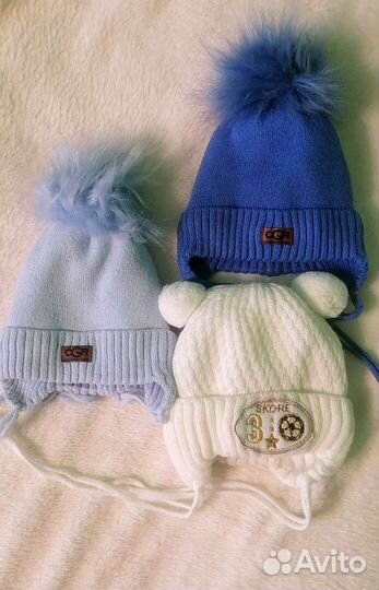 Зимние шапочки 0-3 мес