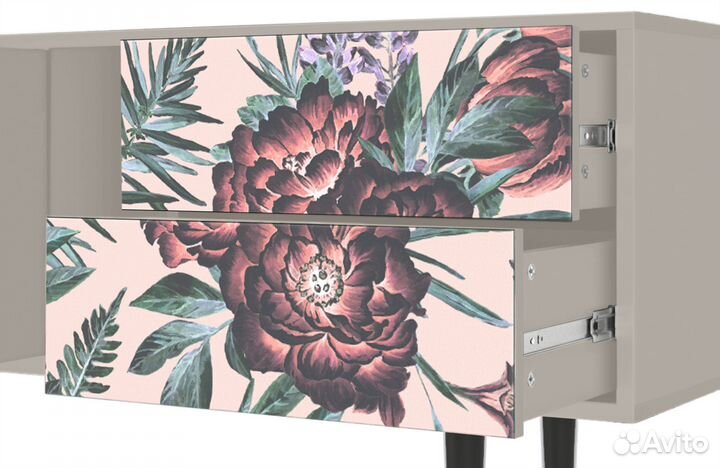 Тв-тумба T1 - Сатин - Peach Peonies