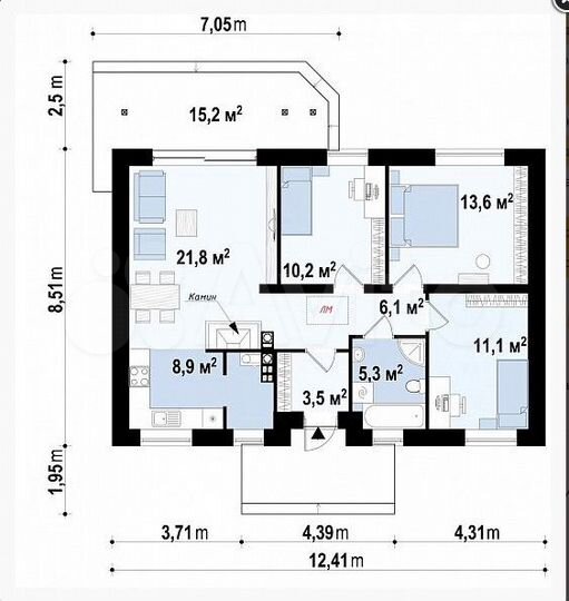 Дом 90 м² на участке 12,5 сот.