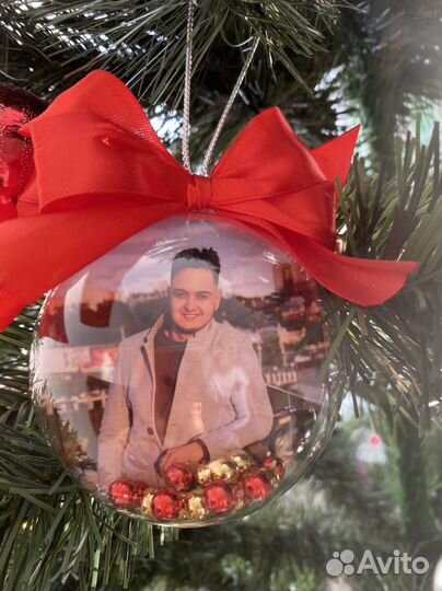 Ёлочные шары с фотографией внутри, Фотошар
