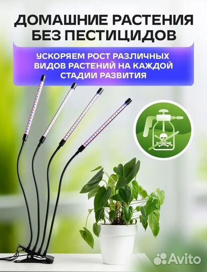 Фитолампа для растений на прищепке