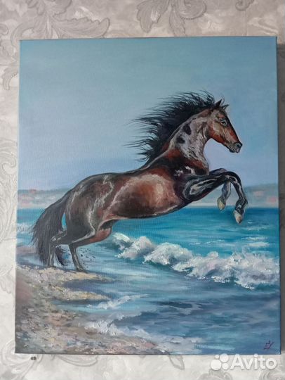 Картина маслом. Морской конек