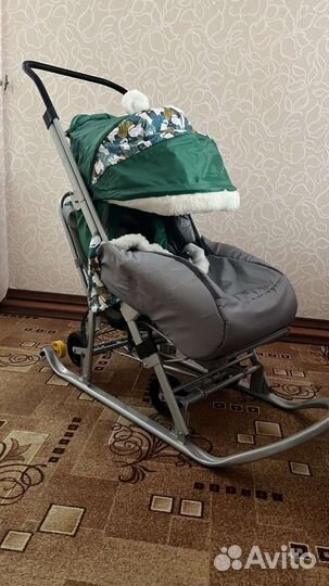 Сани коляска с колесами детские