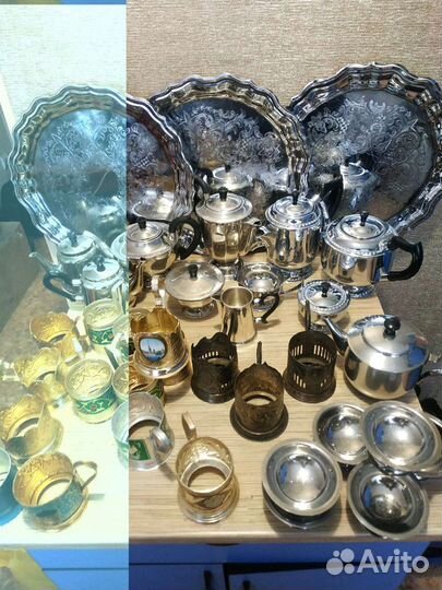 Чайники подстаканники для самоваров наборы мельхио