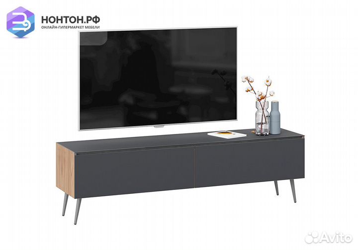 Тв-тумба с опорами Глосс яблоня беллуно / стекло г