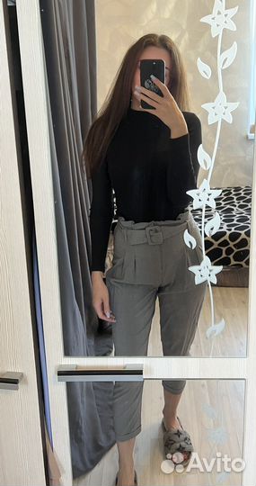 Брюки офисные серые Bershka