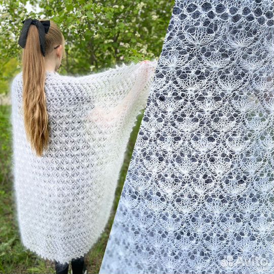 Пуховые белые платки шали