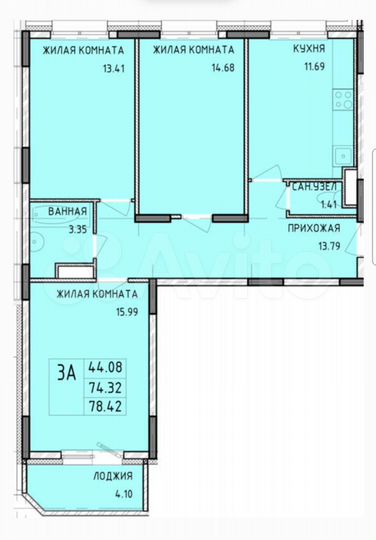 3-к. квартира, 78,4 м², 10/14 эт.