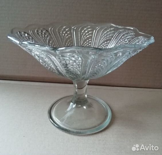 Ваза фруктовница клеймо 1кдо стекло СССР 50-е годы