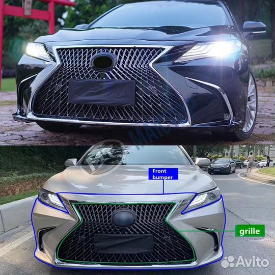 Бампер тюнинг передний на Toyota Camry 70 2018+