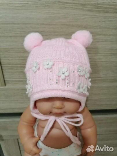 Шапочки для малышки 0-5 месяцев