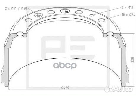 106.064-00A торм.барабан 420x150/166 H228 d2
