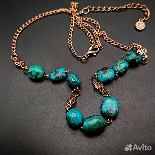 Бусы колье природная бирюза
