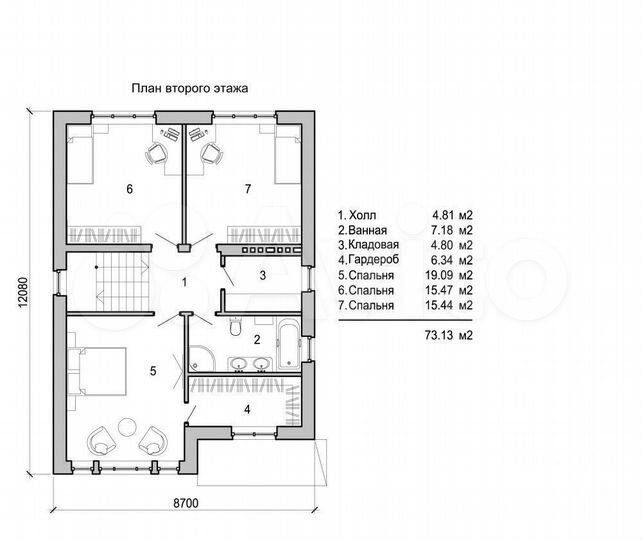 Коттедж 147 м² на участке 7,5 сот.