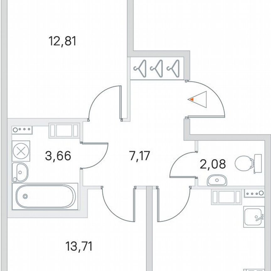 2-к. квартира, 53,1 м², 4/4 эт.