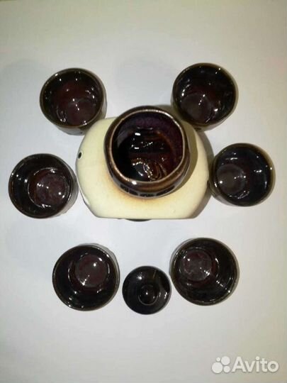 Сервиз керамика - графин и 6 рюмочек, новый