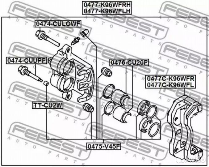 Febest 0477CK96WFR Скоба переднего правого тормозн