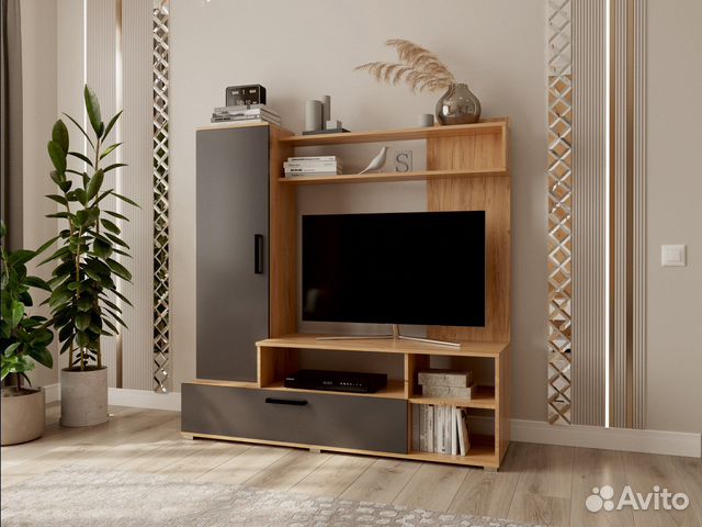 Линда (мини-стенка) дуб золото/графит софт