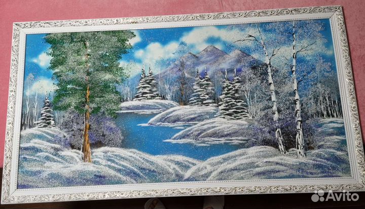 Картина, насыпное панно из уральских самоцветов