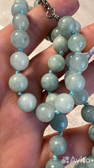 Бусы из природного аквамарина. Новые