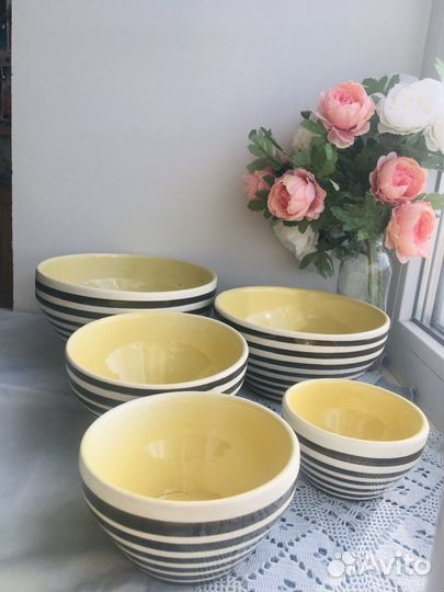 Набор салатников СССР фаянс 5 штук
