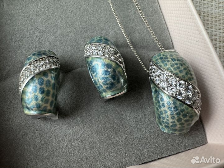 Серьги и подвес эмали серебро 925 style avenue