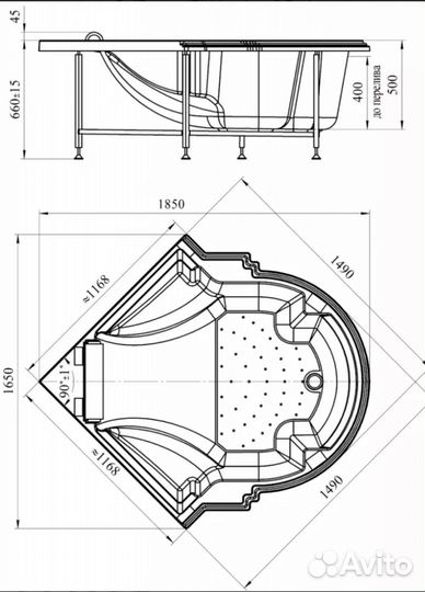 Ванна акриловая Fra Grande Монте-Карло