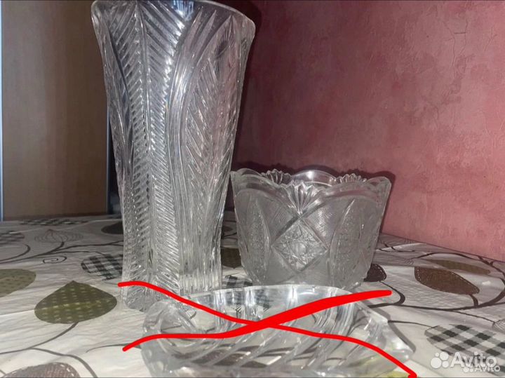 Хрустальная вазы 3 шт