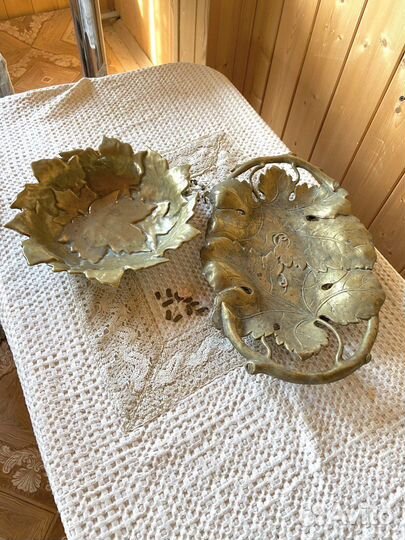 Ваза сухарница фруктовница бронза винтаж Италия