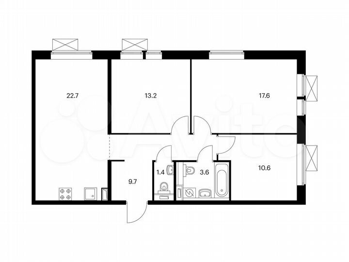 3-к. квартира, 78,8 м², 8/17 эт.