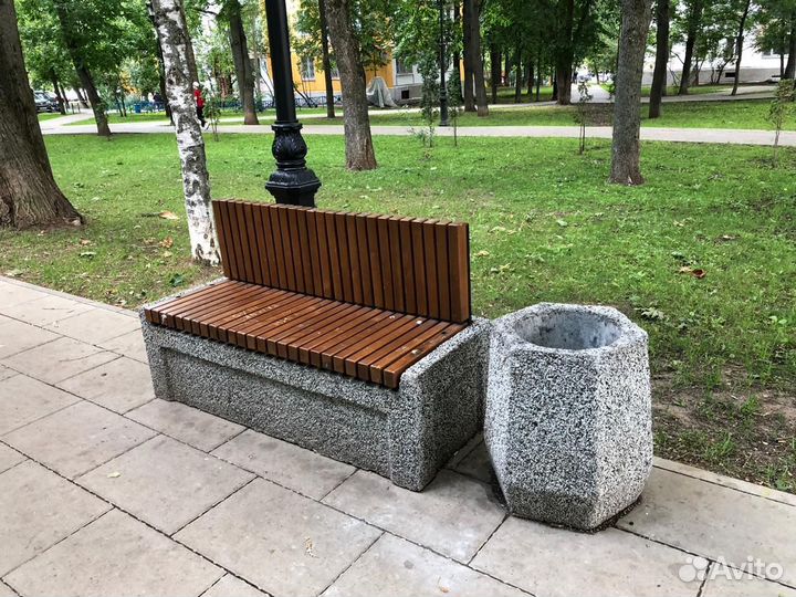 Вазон уличный из фактурного бетона 600х400 мм