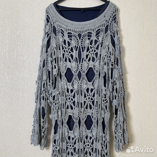 Платье вязанное сетка ручная работа