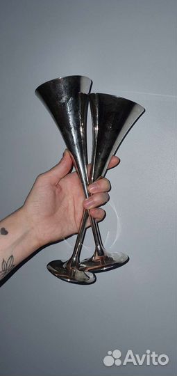 Свадебные бокалы 2 шт. металл винтаж гдр