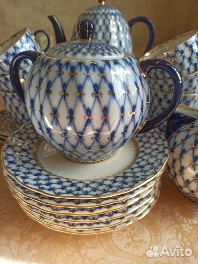 Чайный сервиз лфз кобальтовая сетка