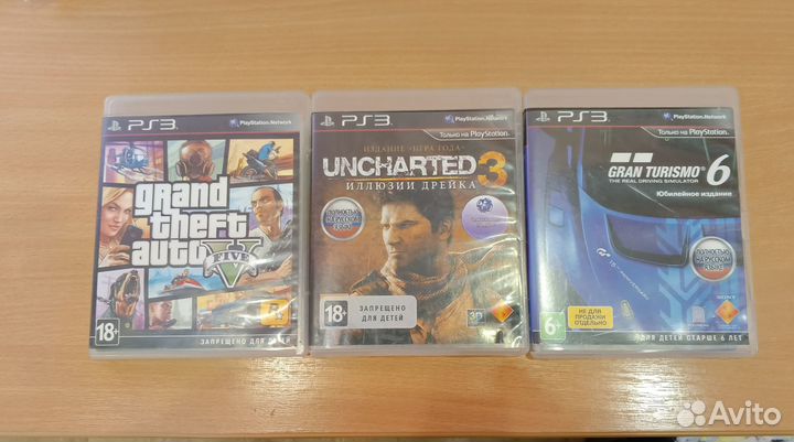 PS3 Игровые Диски GTA 5, Uncharted 3, GT 6