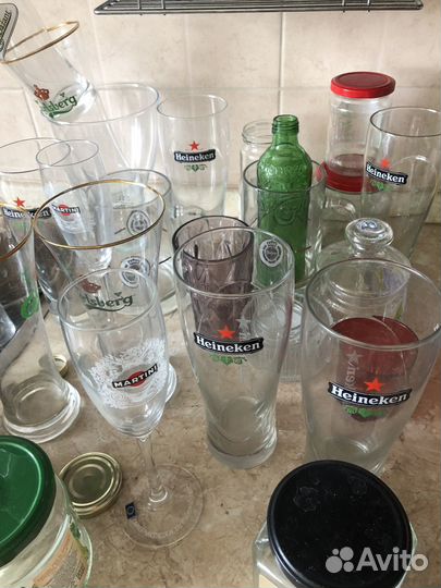 Стаканы, бокалы коктейльные, пивные кружки