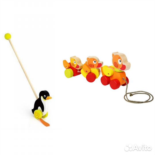 Каталка Viga пингвин на палке Cubika уточки