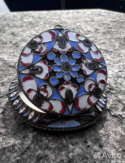 Серебряная антикварная мушница 916 молотобоец