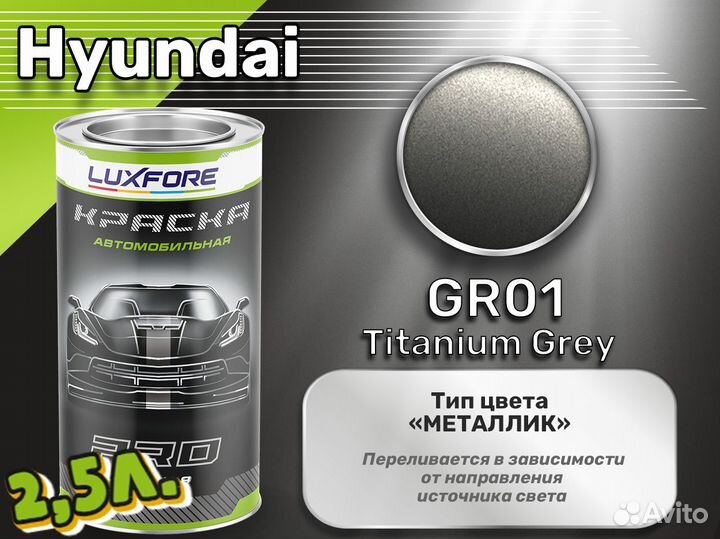 Краска Luxfore 2,5л. (Hyundai GR01 Titanium Grey)