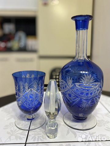 Графин, чаша, хрусталь, винтаж, Чехия