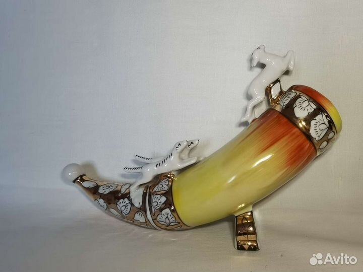 Рог охота с собаками фарфор экхз СССР