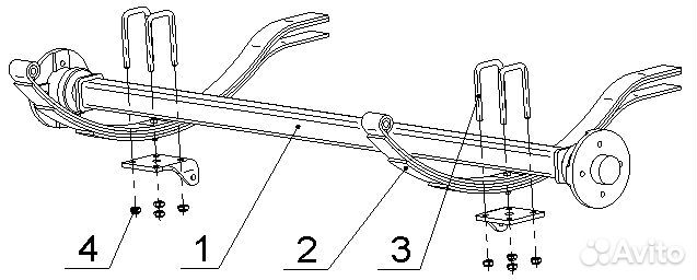 Ось прицепа мзса 81771D.101, 81771D.103 и 81771Е