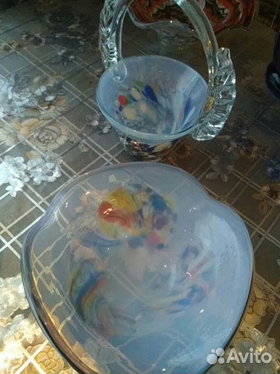 Вазы,цветное стекло Чехия