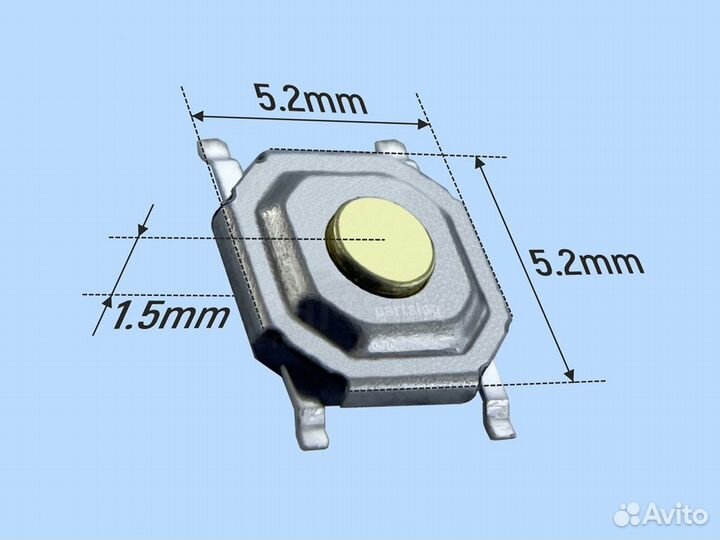 Тактовая кнопка 5.2x5.2x1.5mm Без фиксации 20 штук