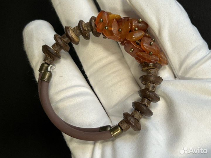 Браслет янтарь кокосовые чипсы