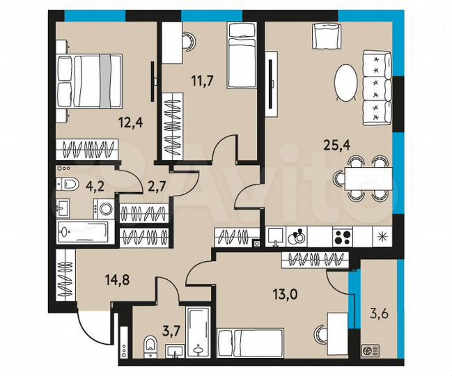 4-к. квартира, 89,7 м², 8/30 эт.