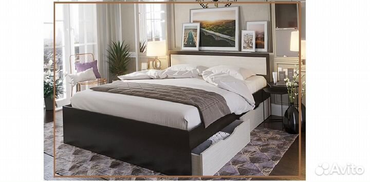 Кровать с ящиками. Спальня Гармония