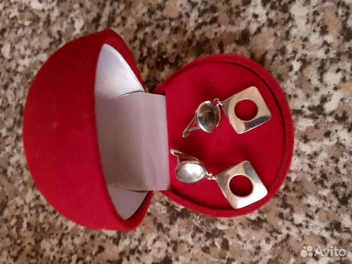Серьги, кольцо серебро 925