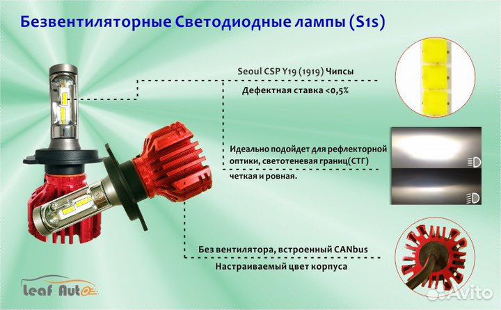Лампы светодиодные LED Н1/H3/H4/H7/Н11/HB3/HB4/H27