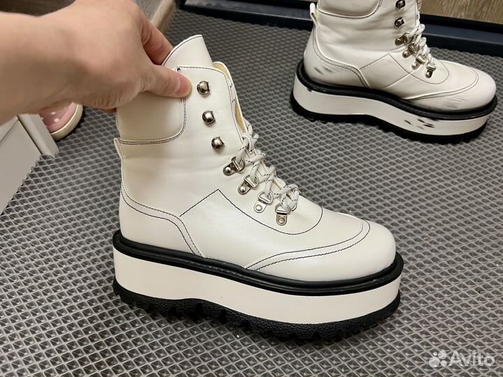 Белые женские ботинки, эко-кожа, из США